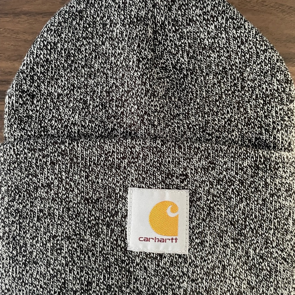 Carhartt Gray and White Knit Beanie